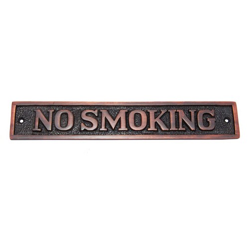 Rectangular No Smoking Brass Door Sign 